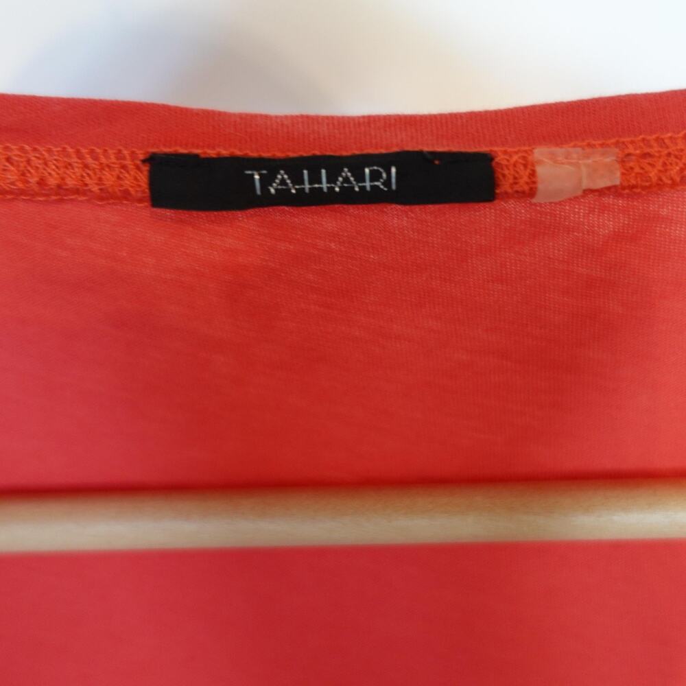 Vintage Y2K Tahari Tank Top Small Coral Metallic Foil Pima Fairy‎ Babydoll Tee - Picture 3 of 8